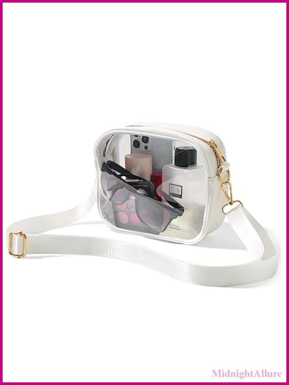 Clear Stadium Approved Crossbody Bag PU Leather PVC Adjustable Strap Concert